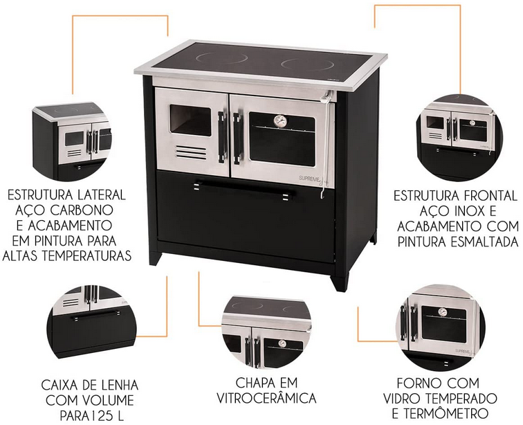 Vantagens do forno a lenha Vitrocerâmica