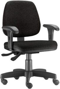 Cadeira Giratória Job L02 Executiva Ergonômica Escritório Couro Sintético Preto - Lyam Decor