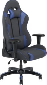 CorLiving Cadeira para jogos de corrida cinza e azul
