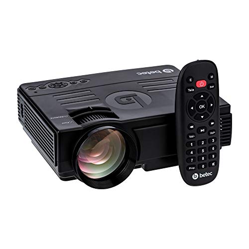 Mini Projetor Led Portatil - Betec BT810 - 1200 Lumens - Bluetooth - Entrada HDMI, VGA, AV, SD e USB
