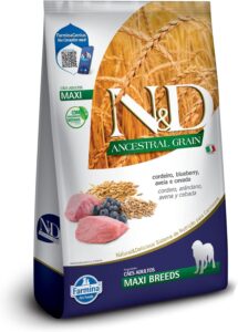 Ração N&D Ancestral Grain Raças Grandes Cordeiro Blueberry 10,1kg